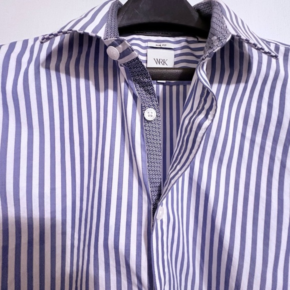 WRKNY Other - Men's Blue WRK Striped Casual Button Down Shirt
